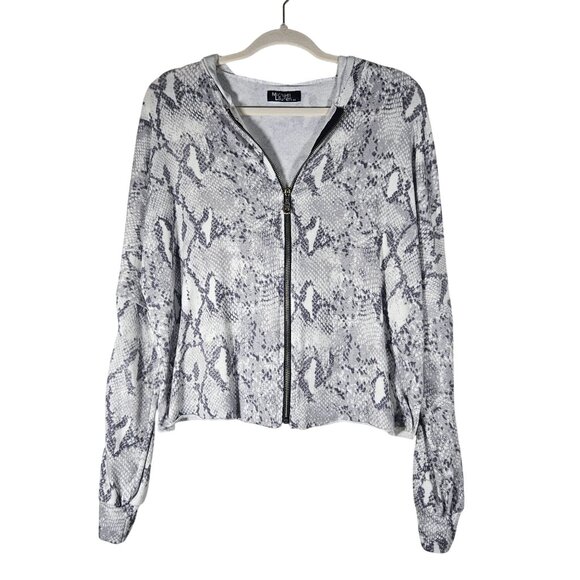 Michael Lauren Women’s Snakeskin Zip Hoodie Gray XS Y2K Whimsygoth Streetwear - Picture 2 of 13